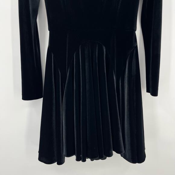 SELMACILEK | Black Velvet Skater Dress Skirt Long Sleeve Mini S - Picture 13 of 13